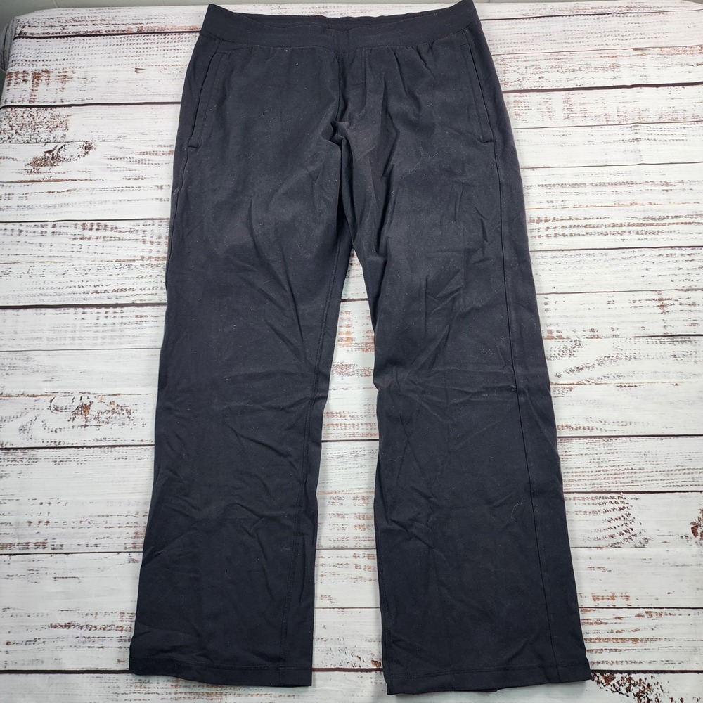 Lululemon Still Pant Women's Estimated 12 Black Wide Leg Luon Yoga Drawstring